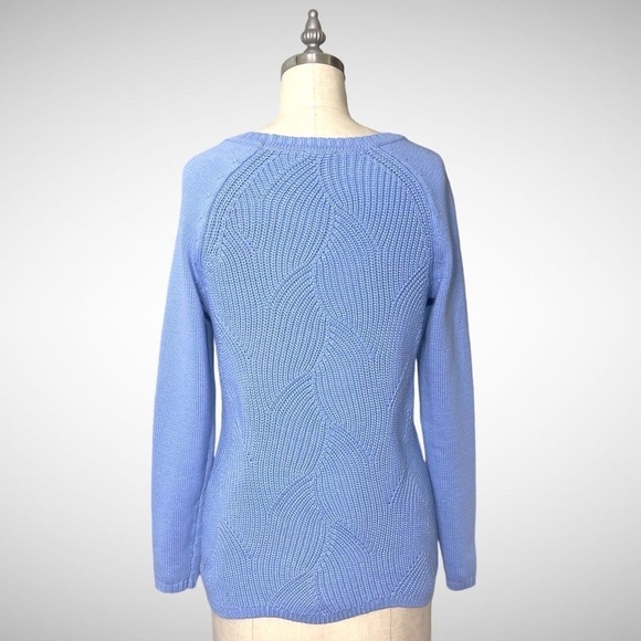 Talbots Pointelle Raglan Crew Neck Sweater XS Blue - Picture 9 of 9